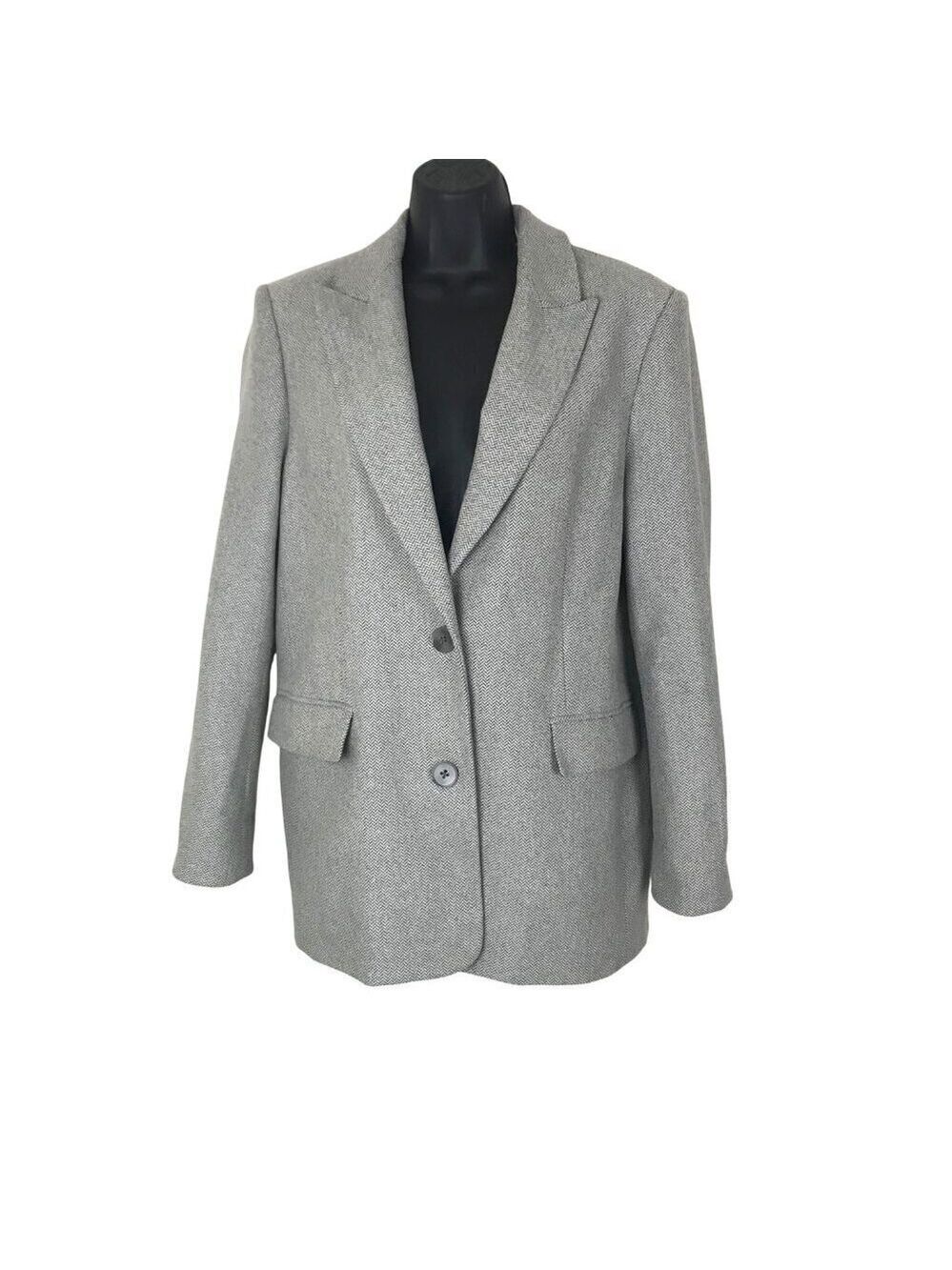 Aritzia Wilfred Grey Herringbone Print Wool Cashmere Blend Size S - Picture 3 of 8